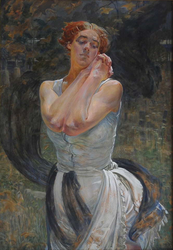 Jacek Malczewski, "Kobieta na tle gaju" (1917)