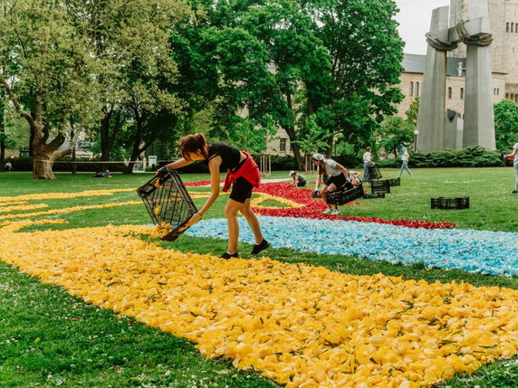 Dywan kwiatowy w centrum Poznania. To podziękowanie dla pomagających Ukrainie