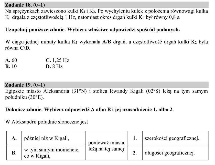 Egzamin gimnazjalny 2016: Część przyrodnicza pytania i odpowiedzi 