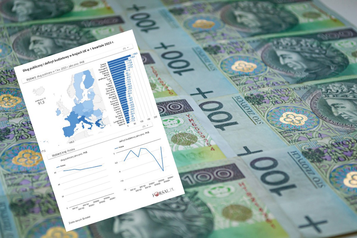 Polski dług publiczny na koniec I kwartału 2023 r. wyniósł 48,1 proc. PKB wobec 49,1 proc. PKB w IV kw. 2022 r. i wobec 51,9 proc. PKB w I kw. 2022 r. - podał Eurostat.