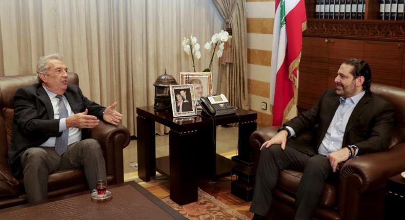 Tycoon Samir Khatib (L) is front-runner to succeed Lebanese prime minister Saad Hariri (R)