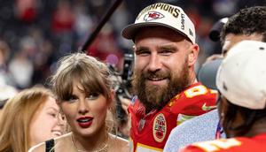 Travis Kelce and Taylor Swift following the NFL Super Bowl at Allegiant Stadium on February 11, 2024 in Las Vegas, Nevada.Michael Owens/Getty Images