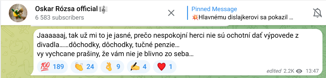 Hudobný skladateľ Oskar Rózsa sa pustil do hercov.