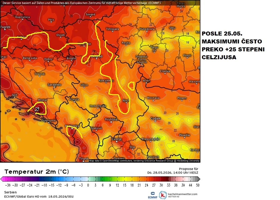 Posle 25. maja temperature preko 25 stepeni Celzijusa