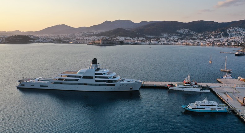 Roman Abramovich's yacht, Solaris, docked in Bodrum, Turkey on March 21.