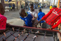 Saint Louis children playing table football