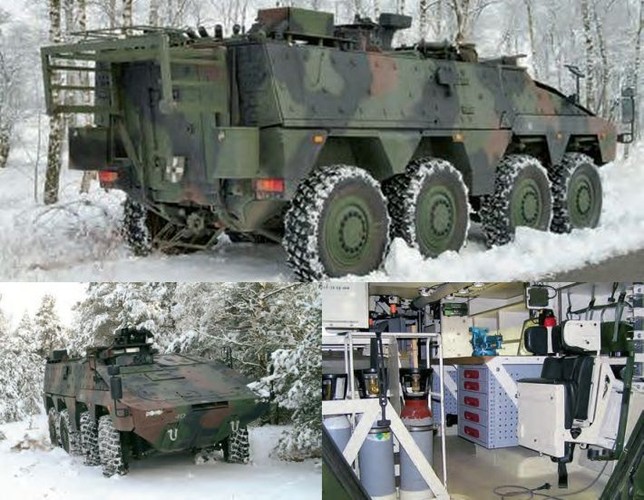 Pojazd opancerzony BOXER w wersji „Battle Damage Repair”. Transporter w tej wersji dział na polu bitwy jako pojazd zaplecza technicznego. Załoga składa się z czterech żołnierzy: kierowcy, dowódcy i dwóch techników. <br><br> fot. ARTEC GmbH