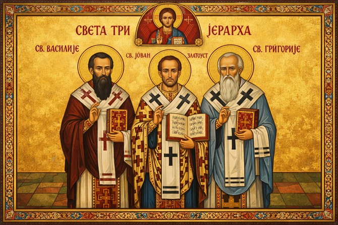 Sveta tri jerarha upisana su u crkvenom kalendaru crvenim slovom