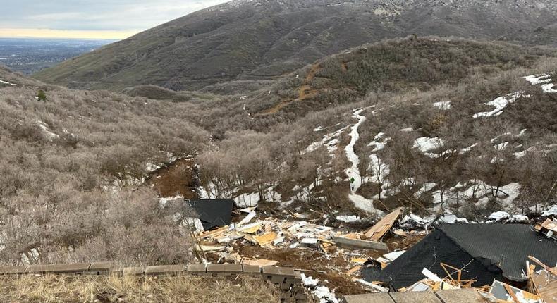 The debris from the homes slid hundreds of feet down into the canyon below, and prompted trail closures for safety.Draper City Government/Facebook