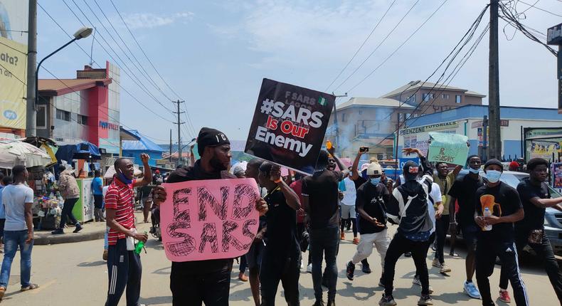 #EndSARS protesters in Lagos (image used for illustrative purpose) [Pulse]
