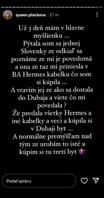 Plačková odhalila nové plány.