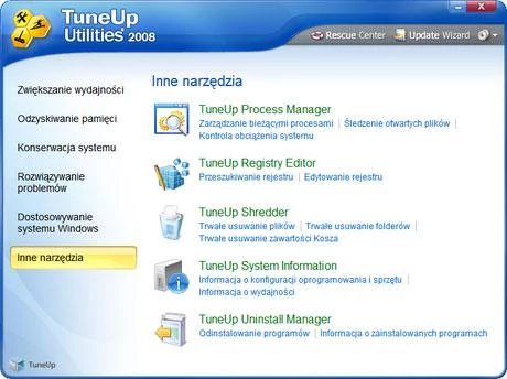 TuneUp Utilities - narzędzia dodatkowe.