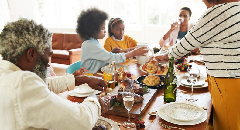 family eating dinner