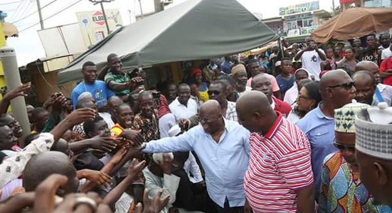 Commercial activity came to a halt at the arrival of the NPP flagbearer