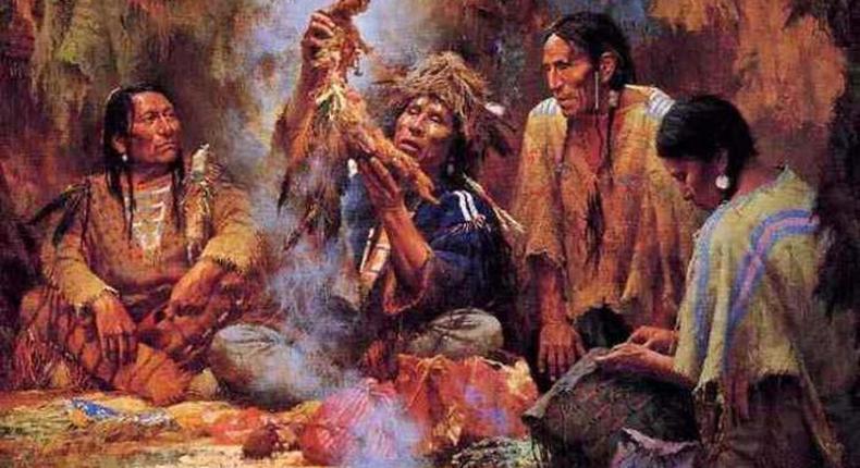 Cree people making prayers [Manataka American Indian Council]