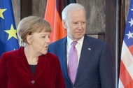 Monachium, ;uty 2015. Spotkanie  Angela Merkel - Joe Biden, wówczas jeszcze jako wiceprezydent USA.   