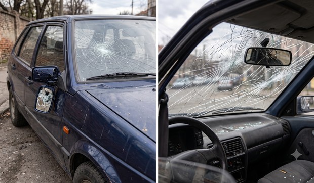 Eksplozija spreja u automobilu - ilustracija
