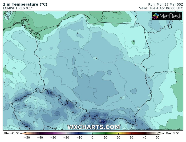 Wszystko przez znaczny spadek temperatury