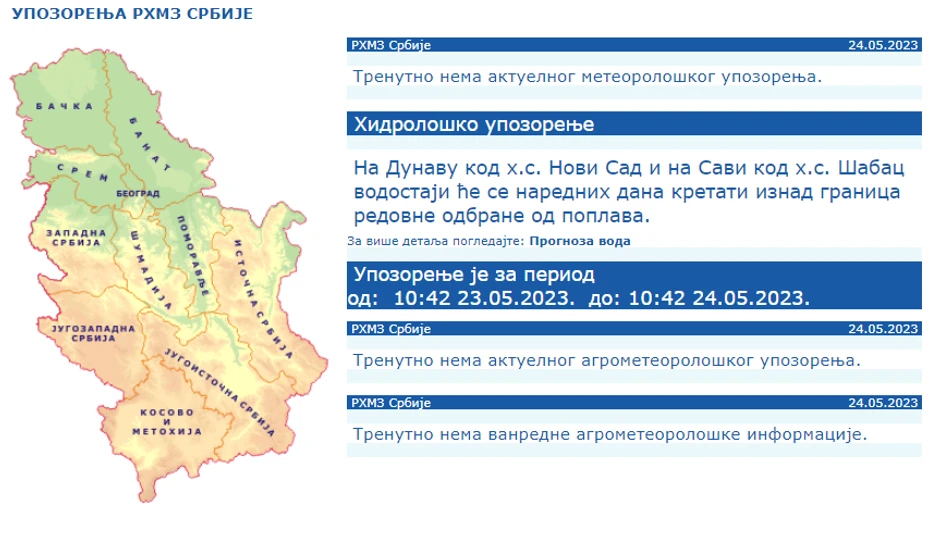 Vodostaji na Dunavu i Savi će se narednih dana kretati iznad granica redovne odbrane od poplava