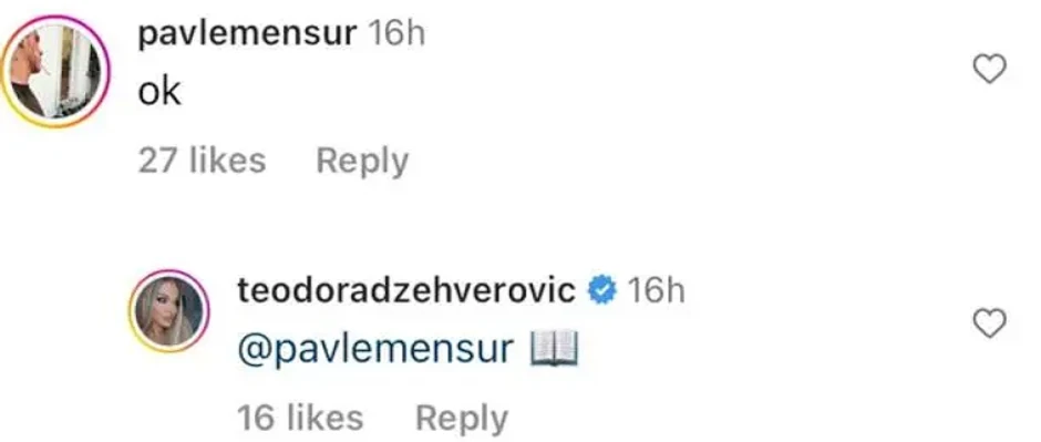 Komentari ispod Teodorine objave