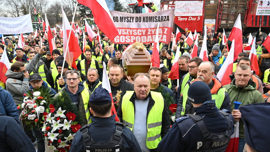 Uczestnicy protestu rolników we Wrocławiu