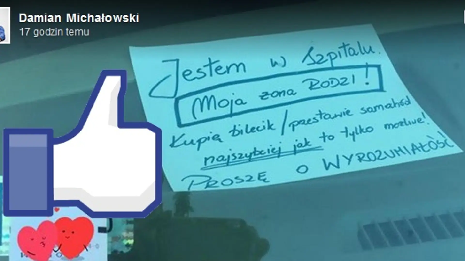 Przeprosił, że nie zapłacił za parking, ale jego żona rodzi. To, co zrobili przypadkowi przechodnie, przywraca wiarę w Polaków