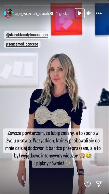 InstaStory z profilu Agnieszki Woźniak-Starak