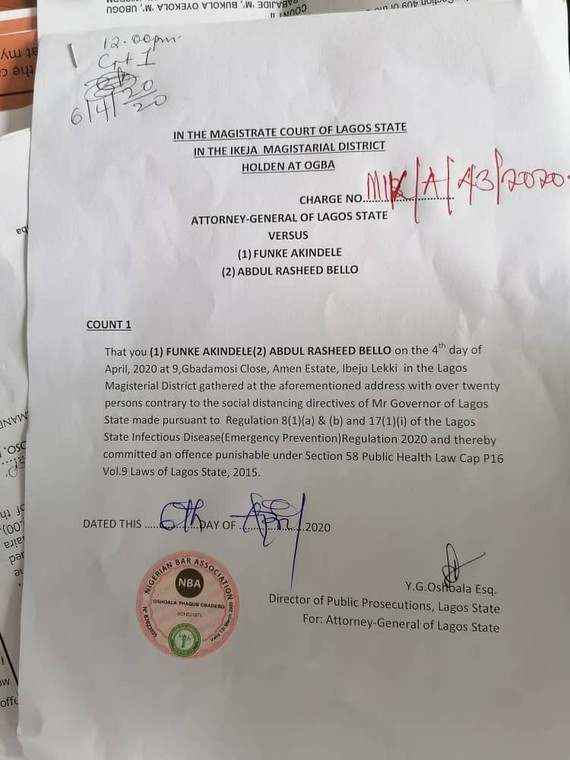 The charges filed against Funke Akindele and her husband, JJC Skillz [Lawanson]