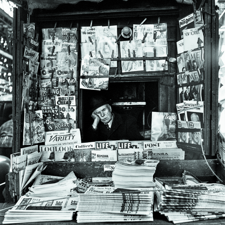 Kiosk z gazetami, Nowy Jork, 1953