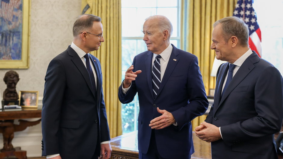 Andrzej Duda, Joe Biden i Donald Tusk w Białym Domu