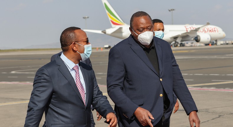 Ethiopian Prime Minister Abiy Ahmed and Kenya's President Uhuru Kenyatta