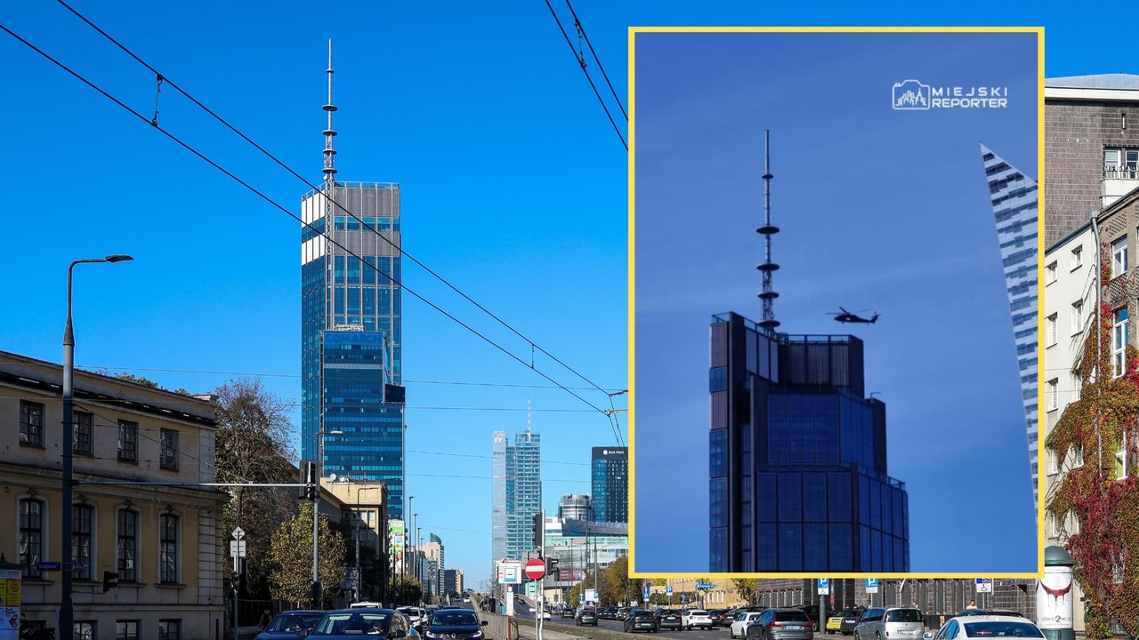 Policyjny śmigłowiec krążył nad wieżowcem w Warszawie. Znamy powód