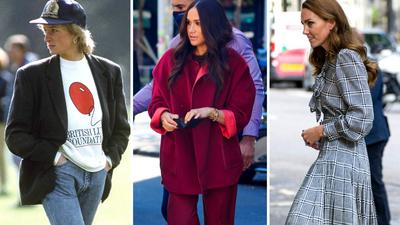 Princess Diana, Meghan Markle, and Kate Middleton are all known for their fall fashion looks.Tim Graham Photo Library/Getty Images; Gotham/GC Images/Getty Images; Mark Cuthbert/UK Press/Getty Images