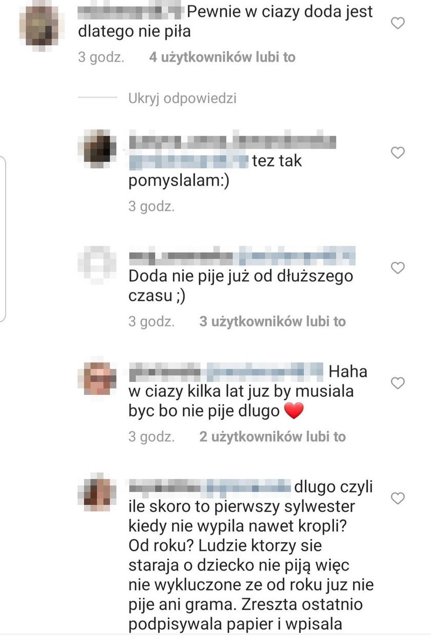 Komentarze pod postem Dody