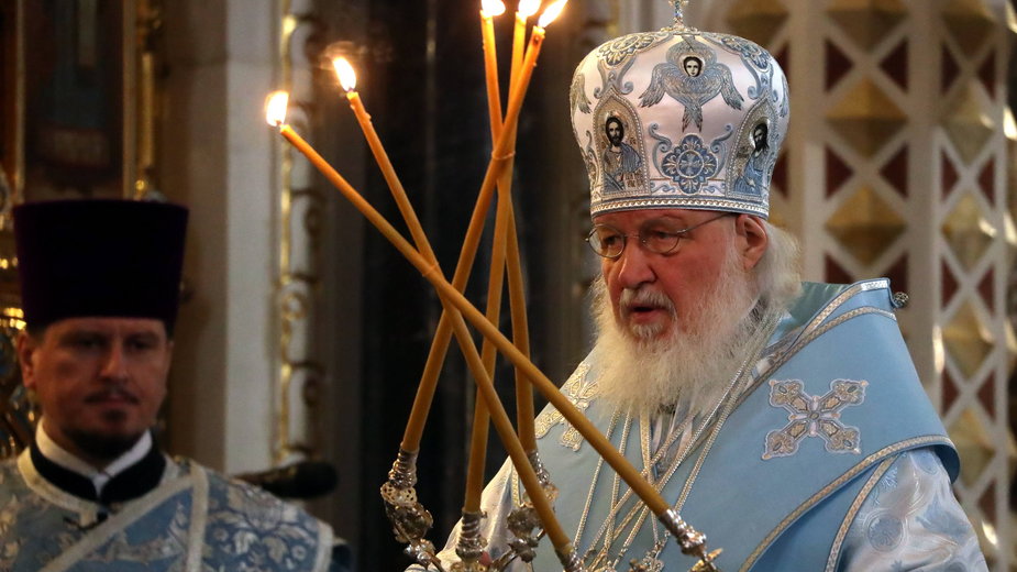 Patriarcha Cyryl podczas nabożeństwa w Moskwie