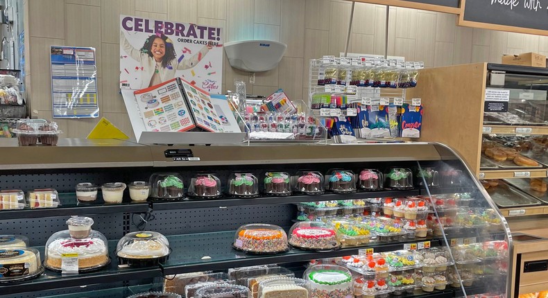 Many supermarkets offer the option to walk in and grab a cake from their bakery case, along with the choice of ordering a custom cake.Molly Allen