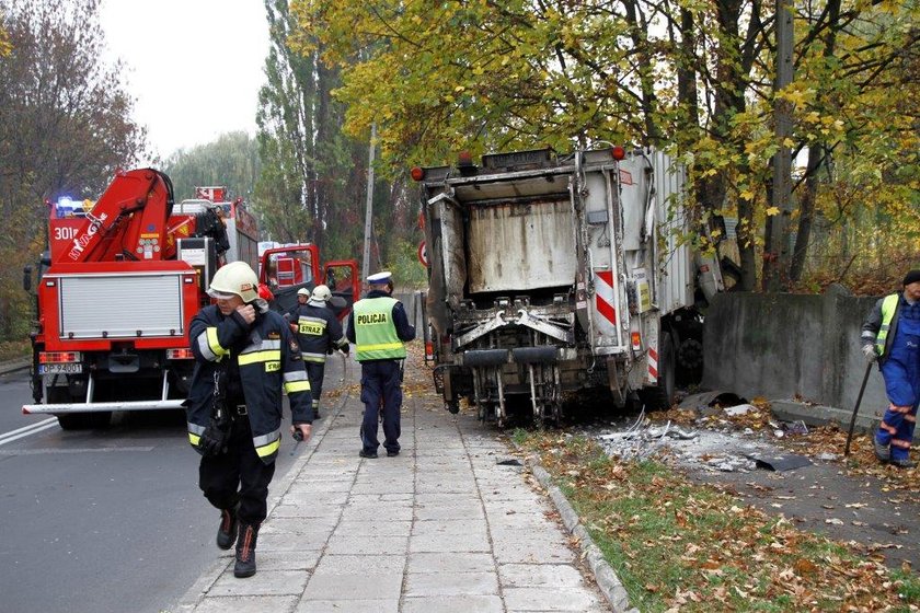 Wypadek śmieciarki w Opolu