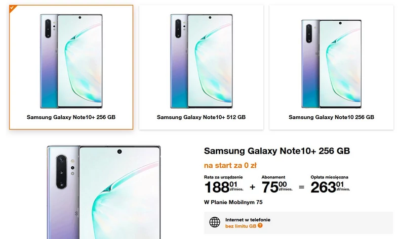 Samsung Galaxy Note 10 i Note 10+ u polskich operatorów. Znamy ceny w Orange,  Play i Plus