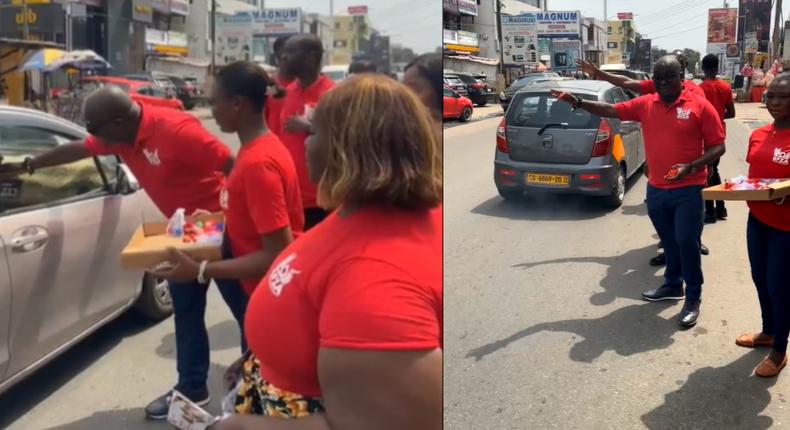 Video captures Dome Kwabenya PC, Mike Oquaye Jnr sharing chocolates in traffic
