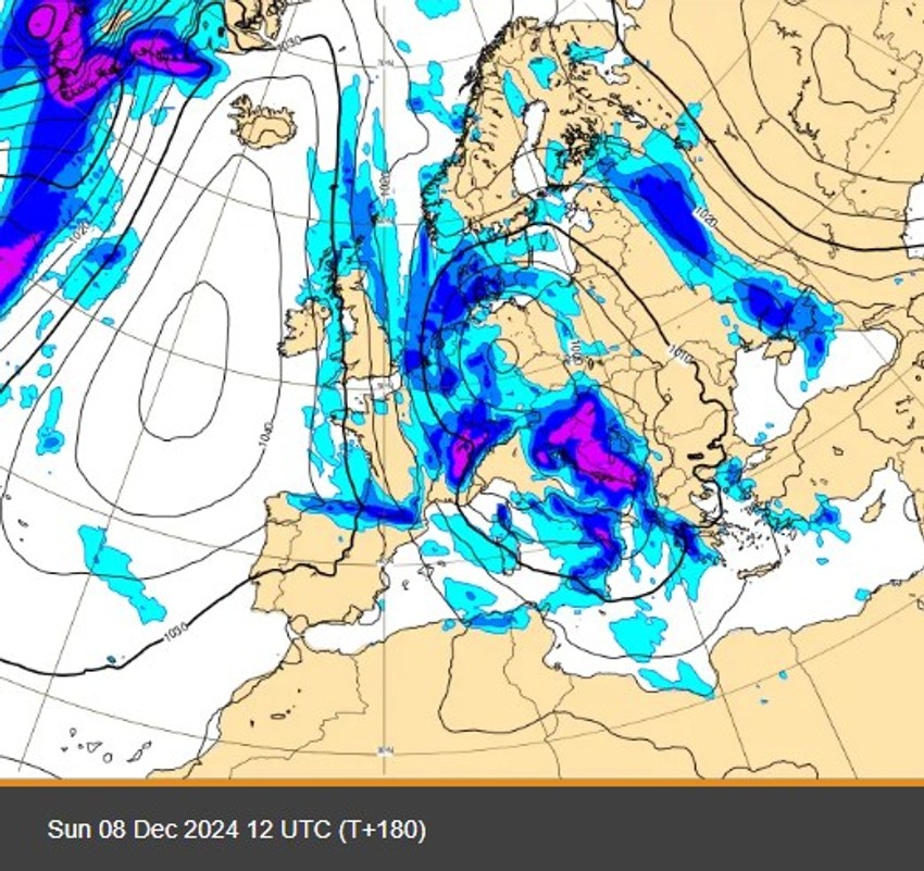 Mapa ECMWF modela