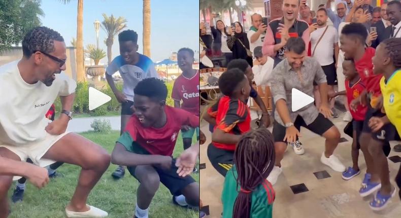 Sergio Aguero and Ferdinand dance with Ghetto Kids