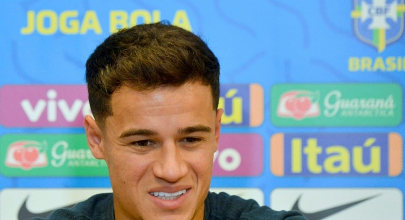 Brazil midfielder Philippe Coutinho speaks during a press conference in Porto Alegre during the Copa America