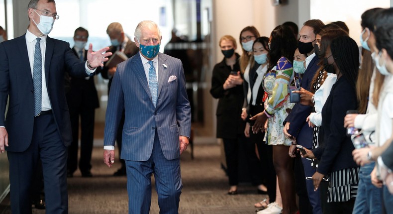 Richard Gnodde, Goldman Sachs' International CEO shows His Royal Highness Prince Charles around the bank's London HQ.
