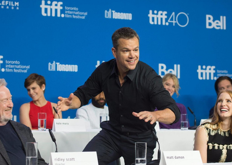 Matt Damon i Ridley Scott promowali bardzo wyczekiwany film Marsjanin, fot. www.usnews.com