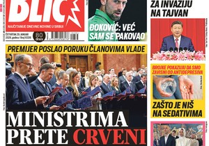 Blic naslovna strana za 29.1.