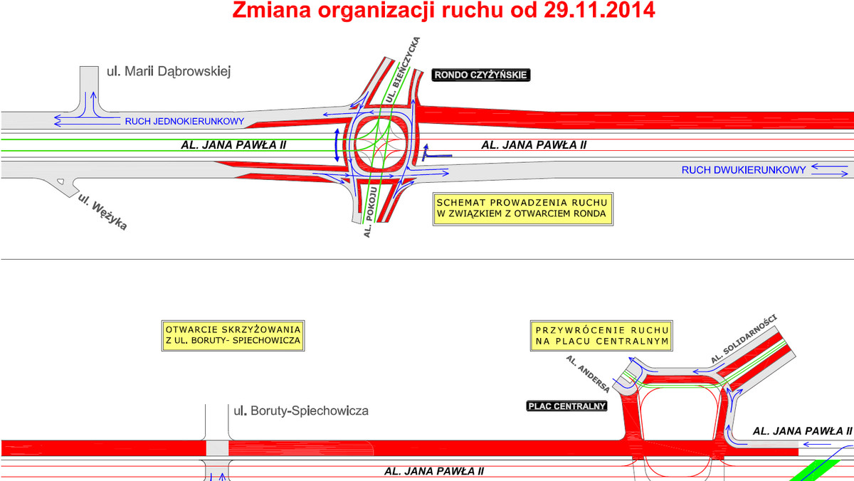 Przyspieszają prace remontowe na odcinku pomiędzy rondem Czyżyńskim a placem Centralnym. Już od tej soboty plac Centralny będzie bardziej przejezdny dla samochodów.