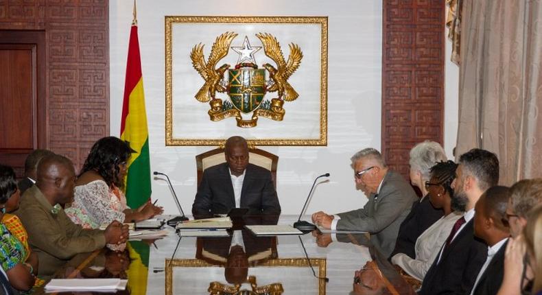 The Ghana and US delegations at the signing ceremony at the Flagstaff House