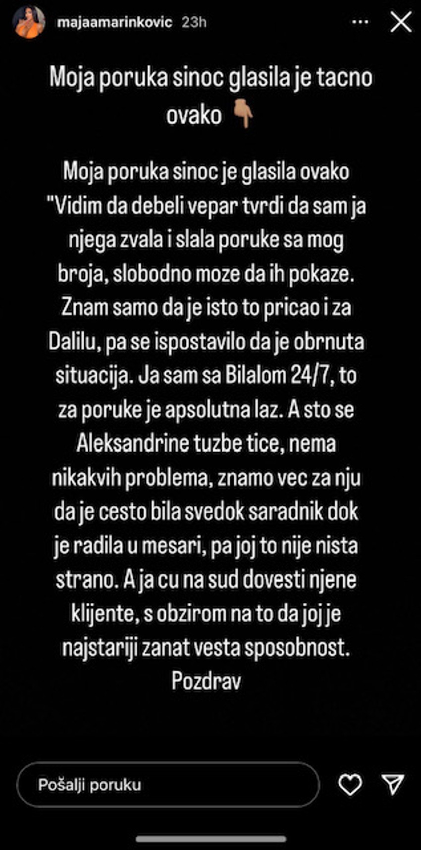 Maja potkačila Aleksandru