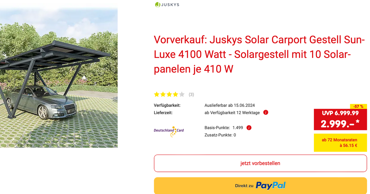 Şimdi ön sipariş verin ve yüzde 57 tasarruf edin: 4100 watt'lık güneş enerjisiyle çalışan otopark