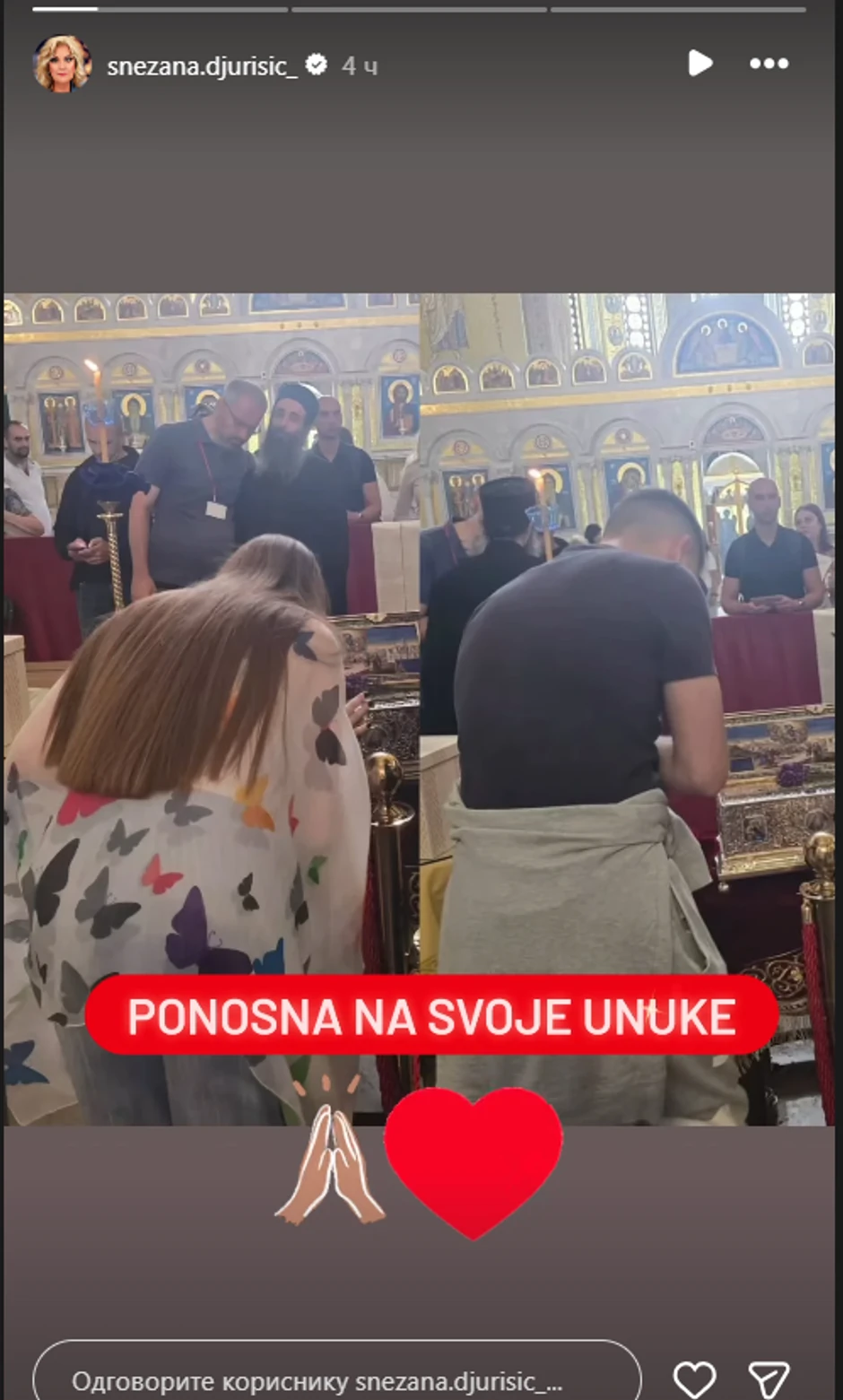 Unuci Snežane Đurišić se poklonili Pojasu Presvete Bogorodice